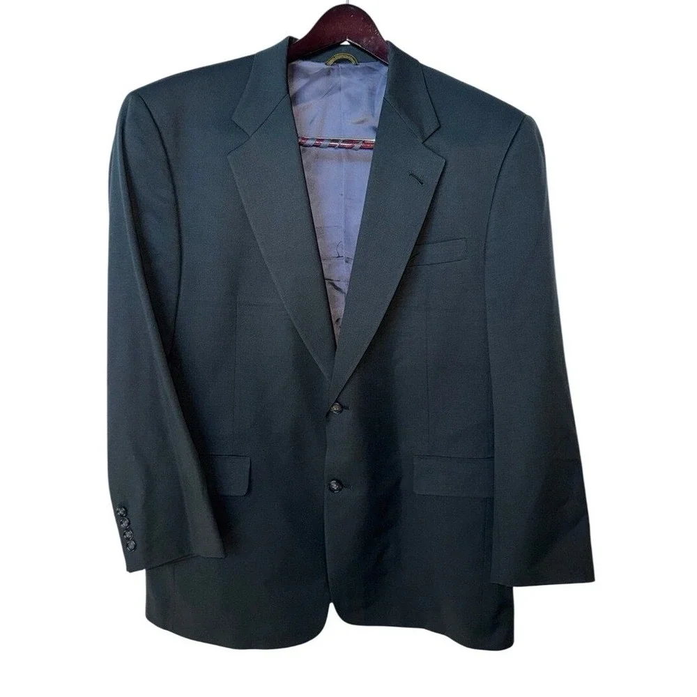 Hart Schaffner Marx Gold Trumpeter 2pc‎ Suit Men 42R 38x30 Dark Green Wool